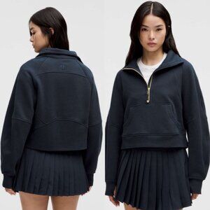 NWT Lululemon Scuba Oversized Funnel-Neck Half Zip Gold Zipper True Navy XS/S